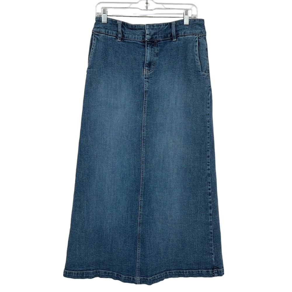 Vintage Y2K Tommy Hilfiger Women's Blue Denim Maxi Jean Skirt Women 10 - Picture 2 of 6